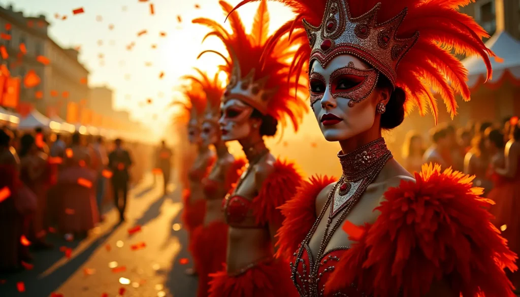 Bunte Karnevalskostüme und Masken beim Karneval 2027 Festumzug