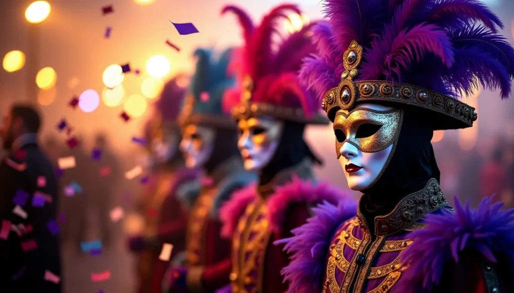 Bunte Karnevalsumzüge zeigen regionale Unterschiede beim Karneval in Deutschland mit traditionellen Kostümen