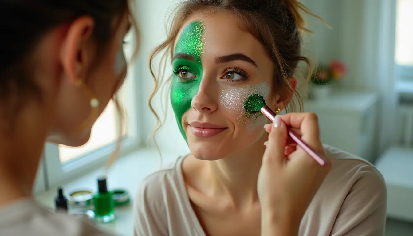 Drei Frauen in einfachen Last Minute Kostümen – Disco-Diva, Parisienne und Cowgirl – feiern Karneval