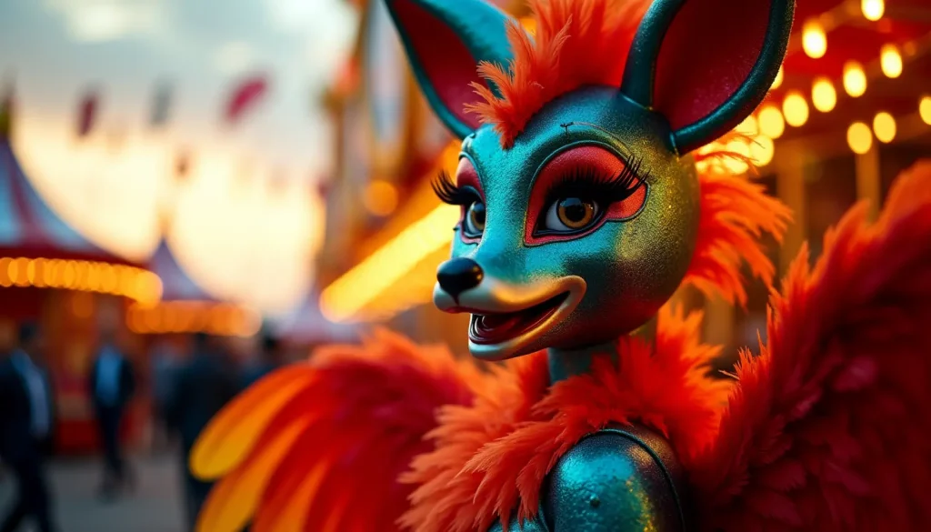 Bunte Tierkostüm Ideen für Karneval mit dramatischer Beleuchtung