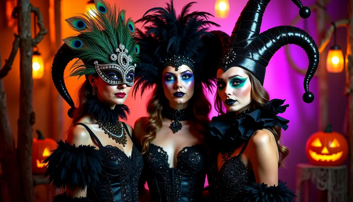 Bunte Faschingskostüme Frauen in verschiedenen Designs und Farben für Karneval und Fasching
