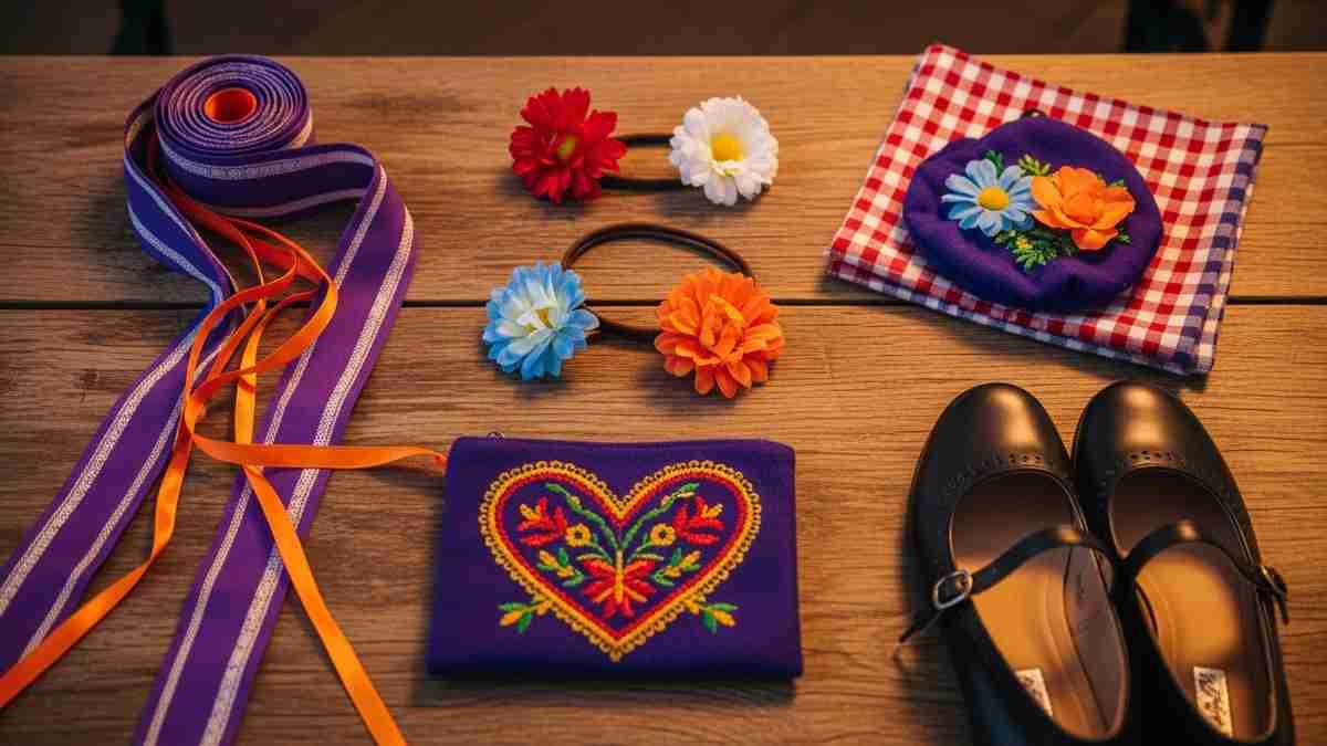 oktoberfest kostüm damen Accessoires: Schleife, Haarschmuck, Tasche und bequeme Schuhe